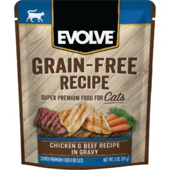 Evolve Chicken & Beef Recipe In Gravy Grain-Free Wet Pouch Cat Food, 3-oz Pouch, Case Of 24