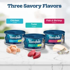 Blue Buffalo Tastefuls Tuna, Chicken, Fish & Shrimp Entrées Variety Pack Flaked Wet Cat Food -Furry Feast 264519 PT3. AC SS1800 V1689356966