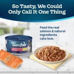 Blue Buffalo Tastefuls Salmon Entrée In Gravy Flaked Wet Cat Food, 3-oz Can, Case Of 24 -Furry Feast 264531 PT2. AC SS1800 V1630731401