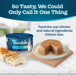 Blue Buffalo Tastefuls Chicken Entrée Kitten Pate Wet Cat Food, 3-oz Can, Case Of 24 -Furry Feast 264533 PT2. AC SS1800 V1630735298