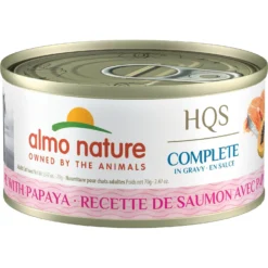 Almo Nature HQS Complete Salmon With Papaya Wet Cat Food, 2.47-oz Can, Case Of 12
