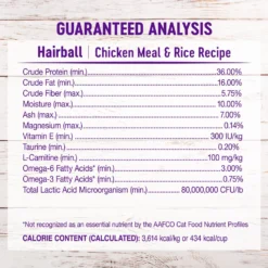 Wellness Natural Hairball Control Chicken Meal & Rice Recipe Dry Cat Food -Furry Feast 265114 PT7. AC SS1800 V1636519647