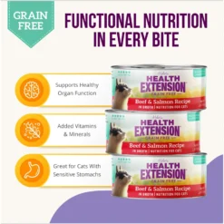 Health Extension Beef & Salmon Grain-Free Wet Cat Food, 2.8-oz Can, Case Of 24 -Furry Feast 265821 PT4. AC SS1800 V1693245447