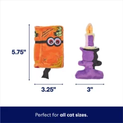 Frisco Halloween Enchanted Book & Candle Plush Cat Toy With Catnip, 2 Count -Furry Feast 270321 PT1. AC SS1800 V1689876608