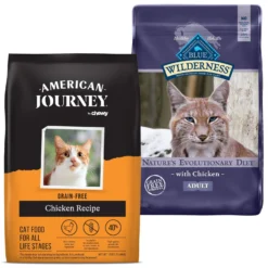 American Journey Chicken Recipe Grain-Free Dry Cat Food & Blue Buffalo Wilderness Chicken Recipe Grain-Free Dry Cat Food