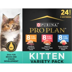 Purina ONE +Plus Healthy Kitten Formula Natural Dry Cat Food & Purina Pro Plan Focus Kitten Favorites Variety Pack Canned Cat Food -Furry Feast 293524 PT5. AC SS1800 V1679925345