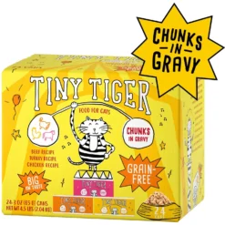 Tiny Tiger Chunks In Gravy Beef & Poultry Recipes Variety Pack Grain-Free Canned Cat Food & Fancy Feast Grilled Poultry & Beef Feast Variety Pack Canned Cat Food -Furry Feast 293928 PT5. AC SS1800 V1668550299