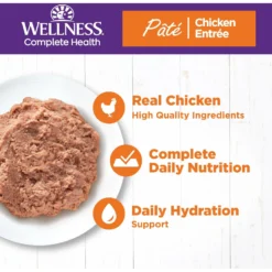 Wellness Complete Health Pate Chicken Entree Grain-Free Natural Canned Cat Food & Wellness Complete Health Grain-Free Indoor Healthy Weight Chicken Recipe Natural Dry Cat Food -Furry Feast 297650 PT7. AC SS1800 V1621984960