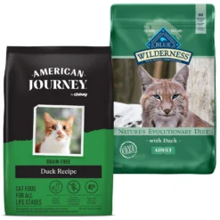 American Journey Duck Recipe Grain-Free Dry Cat Food & Blue Buffalo Wilderness Duck Recipe Grain-Free Dry Cat Food