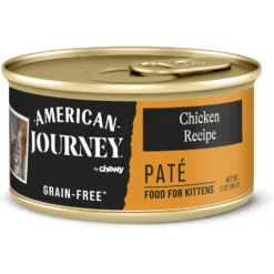 American Journey Kitten Chicken Recipe Grain-Free Dry Cat Food, 5-lb Bag & American Journey Kitten Pate Chicken Recipe Grain-Free Canned Cat Food, 3-oz, Case Of 24 -Furry Feast 297738 PT1. AC SS1800 V1694617595