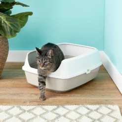 Frisco Decorative Side Table Cat Litter Box Cover & Frisco Open Top Cat Litter Box With Rim, Large -Furry Feast 297992 PT6. AC SS1800 V1621299762