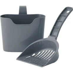 Frisco Plastic Litter Scooper With Caddy & IRIS USA Open Top Litter Box With Scatter Shield -Furry Feast 298166 PT2. AC SS1800 V1623196049