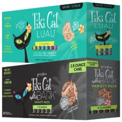 Tiki Cat Luau Variety Pack Grain-Free Canned Cat Food & Tiki Cat After Dark Variety Pack Canned Cat Food