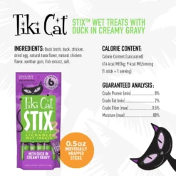 Tiki Cat Stix Duck In Creamy Gravy Grain-Free Wet Cat Treat, 3-oz Pouch, Pack Of 6 & Tiki Cat Luau Variety Pack Grain-Free Canned Cat Food -Furry Feast 298546 PT7. AC SS1800 V1702939321