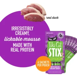 Tiki Cat Stix Duck In Creamy Gravy Grain-Free Wet Cat Treat, 3-oz Pouch, Pack Of 6 & Tiki Cat Luau Variety Pack Grain-Free Canned Cat Food -Furry Feast 298546 PT8. AC SS1800 V1702939320