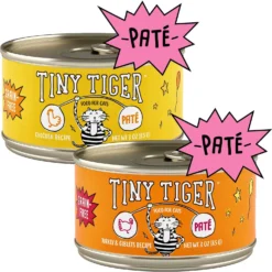 Tiny Tiger Pate Chicken Recipe Grain-Free Canned Cat Food & Tiny Tiger Pate Turkey & Giblets Recipe Grain-Free Canned Cat Food