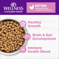 Wellness Complete Health Kitten Chicken Entree Recipe Natural Canned Cat Food & Wellness Complete Health Natural Grain-Free Deboned Chicken & Chicken Meal Dry Kitten Food -Furry Feast 298660 PT7. AC SS1800 V1621991274