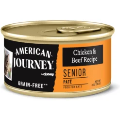 American Journey Senior Pate Chicken & Beef Recipe Canned Cat Food, 3-oz Can, Case Of 24