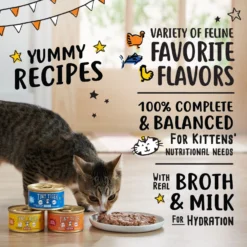 Tiny Tiger, Kitten Classic, Variety Pack, Whitefish & Poultry Pate Recipe, Canned Cat Food -Furry Feast 330998 PT3. AC SS1800 V1671733249