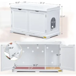 Coziwow By Jaxpety Wooden Storage Bench Cat Litter Box -Furry Feast 333351 PT2. AC SS1800 V1670266465