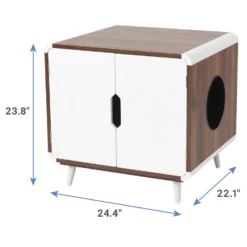 Frisco Mid-Century Modern Side Table Cat Litter Box Cover -Furry Feast 334645 PT2. AC SS1800 V1653488914