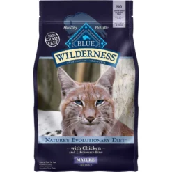 Blue Buffalo Wilderness High Protein Natural Grain-Free Chicken Mature Dry Cat Food & Blue Buffalo Wilderness Pate Variety Pack Duck, Chicken & Salmon Grain-Free Cat Canned Food -Furry Feast 338653 PT1. AC SS1800 V1635894873