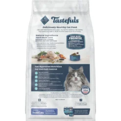 Blue Buffalo Tastefuls Hairball Control Natural Chicken & Brown Rice Recipe Adult 7+ Dry Cat Food & Blue Buffalo Freedom Indoor Mature Chicken Recipe Grain-Free Canned Cat Food -Furry Feast 338657 PT6. AC SS1800 V1635892950