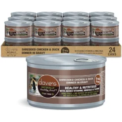 Dave's Pet Food Shredded Chicken & Duck Dinner In Gravy Recipe Wet Cat Food, 2.8-oz Can, Case Of 24