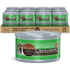 Dave's Pet Food Shredded Chicken & Ocean Whitefish Dinner In Gravy Recipe Wet Cat Food, 2.8-oz Can, Case Of 24