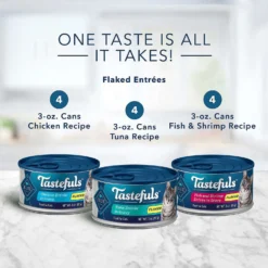 Blue Buffalo Tastefuls Tuna, Chicken, Fish & Shrimp Entrées Variety Pack Flaked Wet Cat Food & Blue Buffalo Wilderness Pate Variety Pack Duck, Chicken & Salmon Grain-Free Cat Canned Food -Furry Feast 353336 PT3. AC SS1800 V1639538203