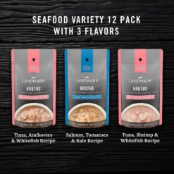 Fancy Feast Classic Seafood Feast Variety Pack Canned Cat Food & American Journey Landmark Broths Seafood Variety Pack Wet Cat Food Complement Pouches -Furry Feast 353371 PT6. AC SS1800 V1639534311