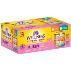 Wellness Complete Health Natural Grain-Free Deboned Chicken & Chicken Meal Dry Kitten Food & Wellness Complete Health Kitten Variety Pack Grain-Free Canned Cat Food, 3-oz, Case Of 12 -Furry Feast 353443 PT5. AC SS1800 V1639527384