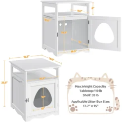 Yaheetech End Table Cat Litter Box Enclosure With Wooden Structure Open Shelf -Furry Feast 354090 PT2. AC SS1800 V1697758535