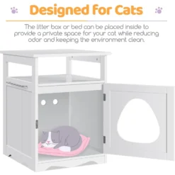 Yaheetech End Table Cat Litter Box Enclosure With Wooden Structure Open Shelf -Furry Feast 354090 PT4. AC SS1800 V1697756647