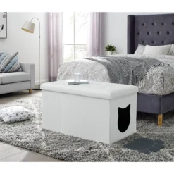 Sweet Barks Designer Enclosure Hidden Washroom Bench Ottoman Cat Litter Box -Furry Feast 354508 PT6. AC SS1800 V1640040397