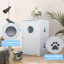 Coziwow By Jaxpety 2-Story Washroom House Cat Litter Box Enclosure -Furry Feast 355097 PT8. AC SS1800 V1665525710