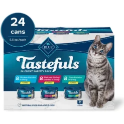 Blue Buffalo Tastefuls Tuna, Chicken & Fish Cat Food, 5.5-oz Can, 24 Count