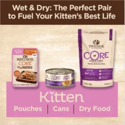 Wellness CORE Tiny Tasters Kitten Chicken Grain-Free Minced Wet Cat Food, 1.75-oz Pouch, Case Of 12 -Furry Feast 363913 PT4. AC SS1800 V1695832229