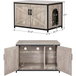 Unipaws Cat Litter Box Enclosure With Top Opening, Weathered Gray -Furry Feast 373041 PT3. AC SS1800 V1650094610