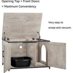 Unipaws Cat Litter Box Enclosure With Top Opening, Weathered Gray -Furry Feast 373041 PT6. AC SS1800 V1650092812