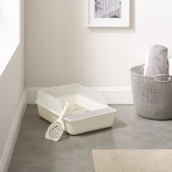 Sam's Pets Helix Cat Litter Box, White -Furry Feast 373533 PT2. AC SS1800 V1647637622