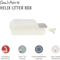 Sam's Pets Helix Cat Litter Box, White -Furry Feast 373533 PT3. AC SS1800 V1647638222