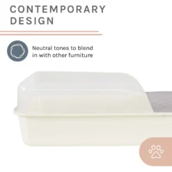 Sam's Pets Helix Cat Litter Box, White -Furry Feast 373533 PT4. AC SS1800 V1647639422