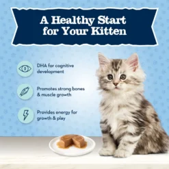 Blue Buffalo Baby Blue Healthy Growth Formula Grain-Free High Protein Salmon Recipe Kitten Wet Food, 3-oz Cans, Case Of 24 -Furry Feast 502278 PT3. AC SS1800 V1647636713