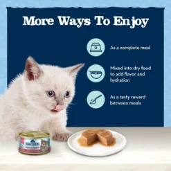 Blue Buffalo Baby Blue Healthy Growth Formula Grain-Free High Protein Salmon Recipe Kitten Wet Food, 3-oz Cans, Case Of 24 -Furry Feast 502278 PT6. AC SS1800 V1647640051