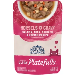 Natural Balance Platefulls Indoor Formula Salmon, Tuna, Chicken & Shrimp In Gravy Grain-Free Cat Food Pouches