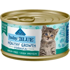 Blue Buffalo Baby Blue Healthy Growth Formula Grain-Free High Protein Chicken Recipe Kitten Wet Food, 3-oz Cans, Case Of 24 & Blue Buffalo Baby Blue Healthy Growth Formula Grain-Free High Protein Salmon Recipe Kitten Wet Food, 3-oz Cans, Case Of 24 -Furry Feast 515078 PT5. AC SS1800 V1649340462