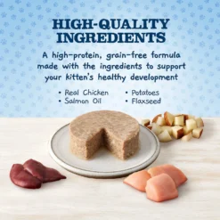 Blue Buffalo Baby Blue Healthy Growth Formula Grain-Free High Protein Chicken Recipe Kitten Wet Food, 3-oz Cans, Case Of 24 & Blue Buffalo Baby Blue Healthy Growth Formula Grain-Free High Protein Salmon Recipe Kitten Wet Food, 3-oz Cans, Case Of 24 -Furry Feast 515078 PT7. AC SS1800 V1649344309