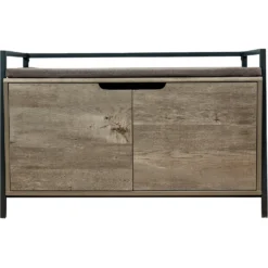 Whisker Litter Box Bench Cat Furniture, Gray, Large