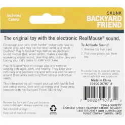 OurPets Backyard Squeaking Skunk Cat Toy -Furry Feast 55726 PT3. AC SS1800 V1527256063